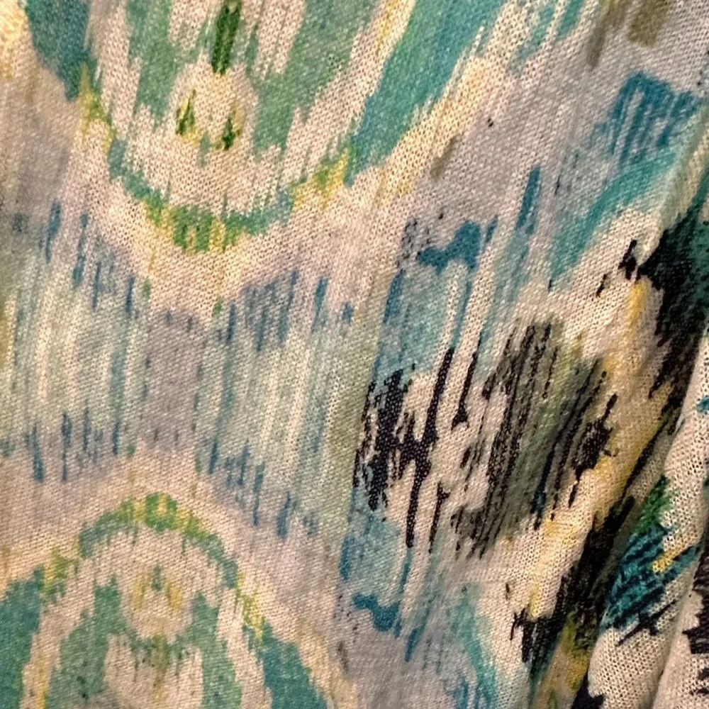 Chico's Vibrant Blue and Green Open-Front Cardigan Ramie Rayon Blend Size M - Picture 3 of 6